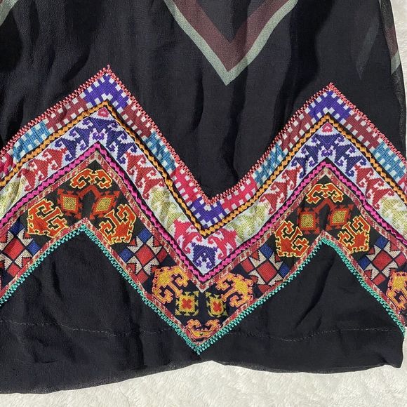 Tanvi Kedia Anthropologie Black Midi Dress Colorful Boho Wedding Women's Sz 2 - Picture 4 of 9
